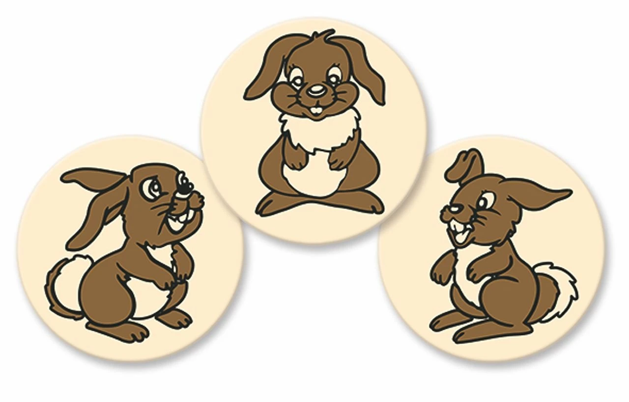 Osterhäschen Schoko-Aufleger, Weiß Ø 3 Cm, 24 Stück 3 Osterhäschen Schoko-Aufleger, Weiß Ø 3 Cm, 24 Stück