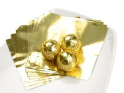 Alu-Wickelfolie, Aluminium, Goldfarben, 50 Stück á 8 X 8 Cm -Lebensmittelgeschäft b13610