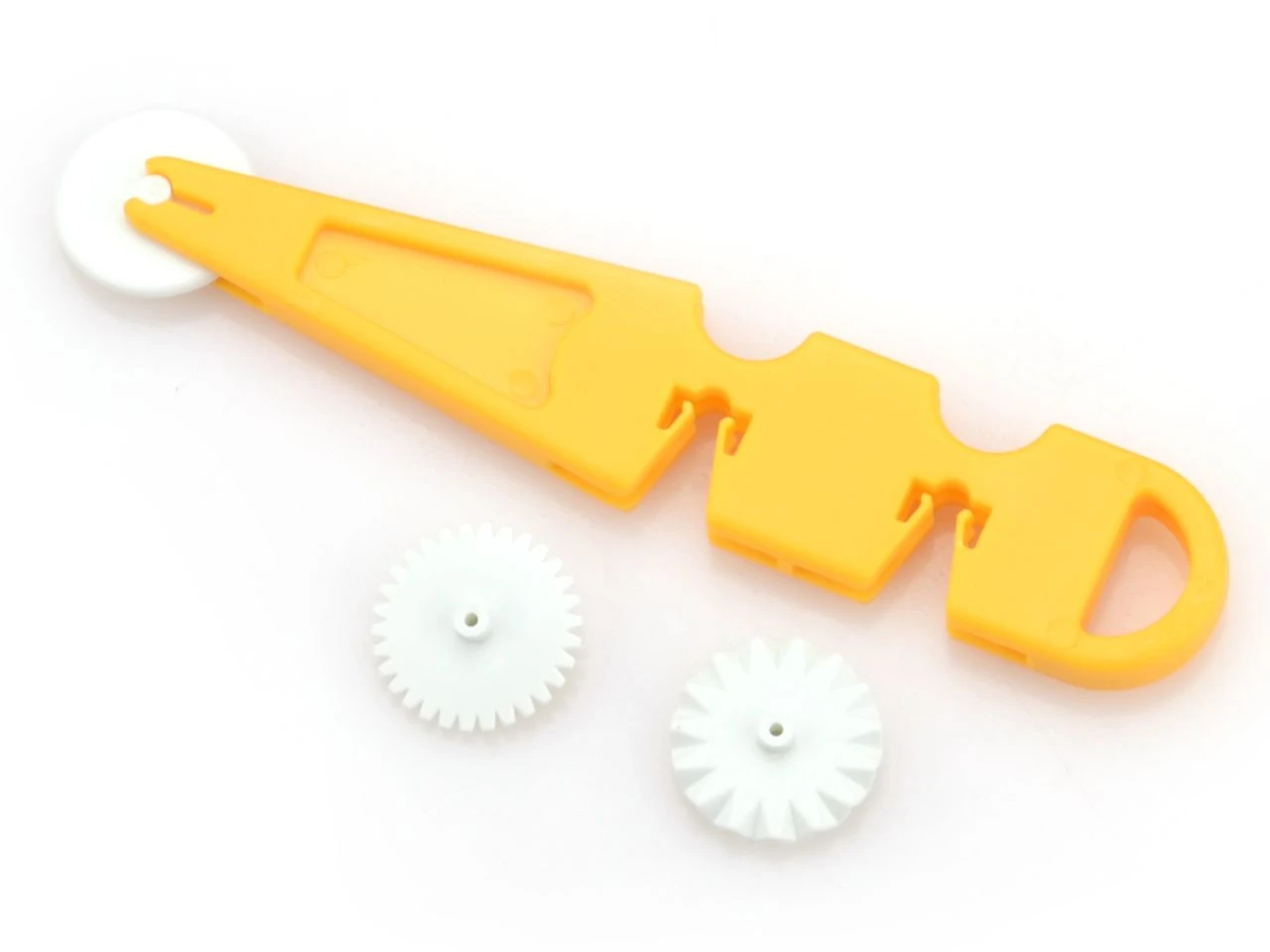 Modellierrädchen Mit 3 Aufsätzen, Gelb-Weiß 4 Modellierrädchen Mit 3 Aufsätzen, Gelb-Weiß – Bild 2