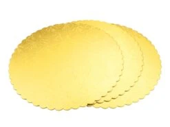 Cakeboard: Gold Mit Blatt-Dekor, 3 Stück á 28 Cm, 1,5 Mm