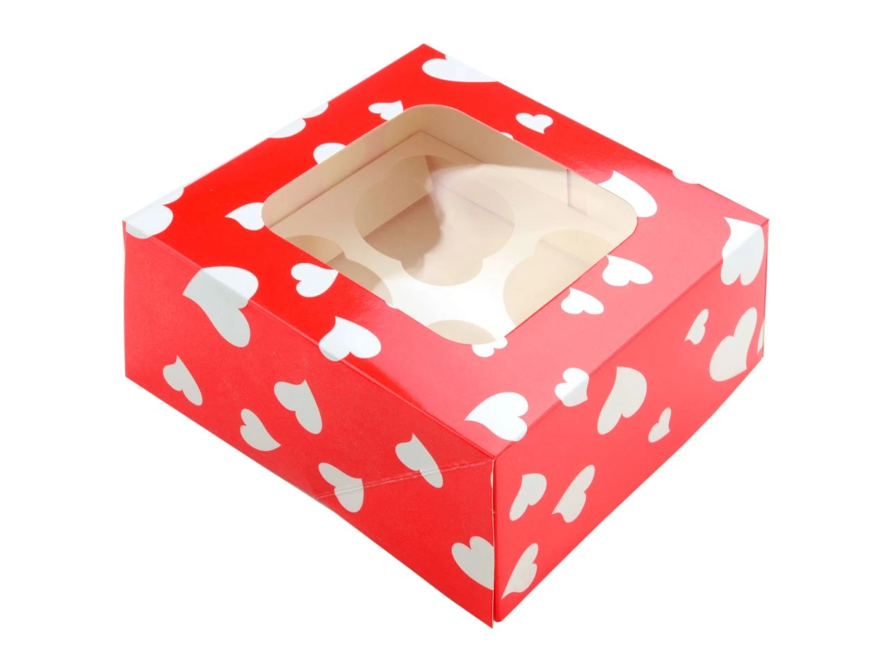 Cupcake Box: Herzen, Mit Einsatz Für 4 Muffins, Pappe, Rot-Weiß, 2er-Set á 16 X 16 X 7,5 Cm 3 Cupcake Box: Herzen, Mit Einsatz Für 4 Muffins, Pappe, Rot-Weiß, 2er-Set á 16 X 16 X 7,5 Cm