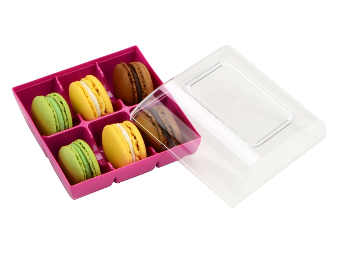 Silikomart Macarons-Verpackung: Fuchsia, Kunststoff, Violett & Transparent, Für 6Macarons, 9,9 X 9,4 X 5,3 Cm 6 Silikomart Macarons-Verpackung: Fuchsia, Kunststoff, Violett & Transparent, Für 6Macarons, 9,9 X 9,4 X 5,3 Cm – Bild 4