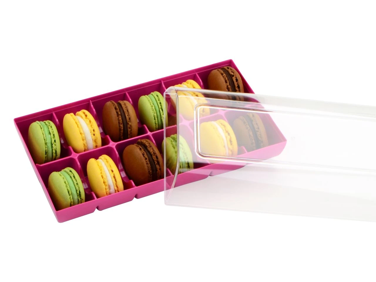 Silikomart Macarons-Verpackung: Fuchsia, Kunststoff, Violett & Transparent, Für 12 Macarons, 18,4 X 9,4 X 5,3 Cm 6 Silikomart Macarons-Verpackung: Fuchsia, Kunststoff, Violett & Transparent, Für 12 Macarons, 18,4 X 9,4 X 5,3 Cm – Bild 4