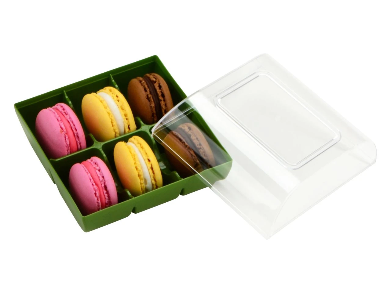 Silikomart Macarons-Verpackung: Grün, Kunststoff, Olive & Transparent, Für 6 Macarons, 9,9 X 9,4 X 5,3 Cm 6 Silikomart Macarons-Verpackung: Grün, Kunststoff, Olive & Transparent, Für 6 Macarons, 9,9 X 9,4 X 5,3 Cm – Bild 4
