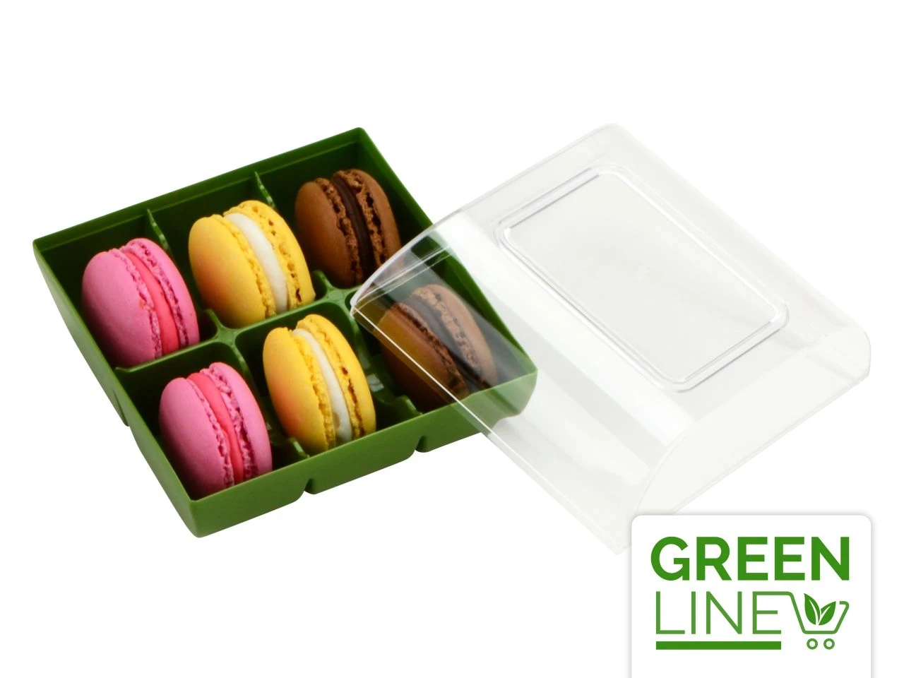 Silikomart Macarons-Verpackung: Grün, Kunststoff, Olive & Transparent, Für 6 Macarons, 9,9 X 9,4 X 5,3 Cm 3 Silikomart Macarons-Verpackung: Grün, Kunststoff, Olive & Transparent, Für 6 Macarons, 9,9 X 9,4 X 5,3 Cm