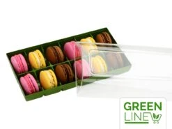 Silikomart Macarons-Verpackung: Grün, Kunststoff, Olive & Transparent, Für 12 Macarons, 18,4 X 9,4 X 5,3 Cm