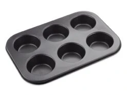 Muffin-Backblech, 6 Mulden á 5–7 X 2,5 Cm, Antihaft, Schwarz, 26,5 X 18,5 Cm
