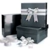 Tortenkarton Mit Deckel: Graphit, Dunkelgrau, 36 X 36 X 15 Cm; Mit Schleifenset In Silber; 10-teiliges 3er-Set -Lebensmittelgeschäft b49830 1