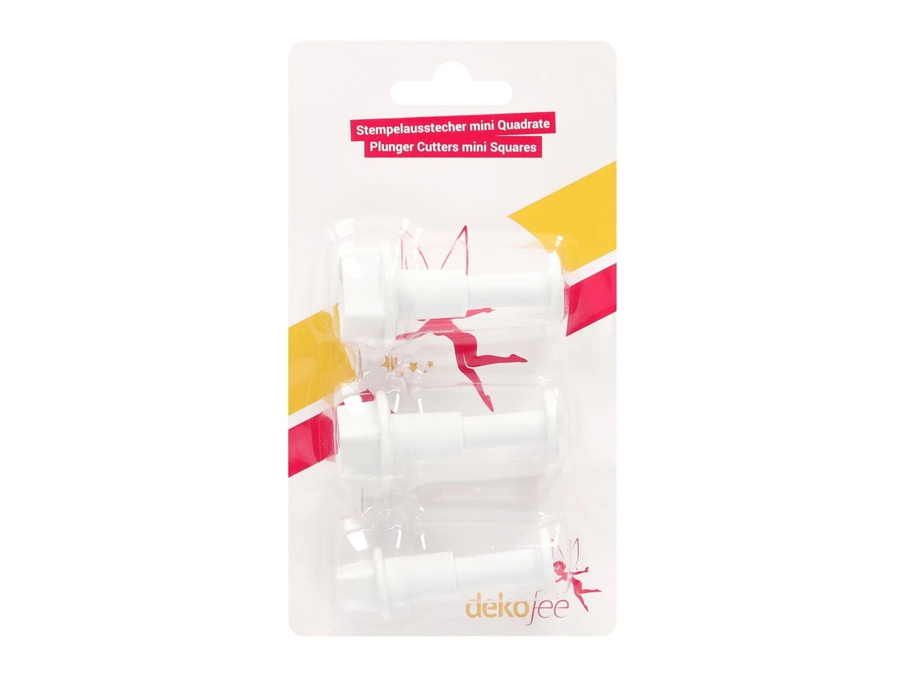 DEKOFEE Mini-Ausstecher-Set Mit Stempel: Quadrate, Kunststoff, Weiß, 3er-Set 4 DEKOFEE Mini-Ausstecher-Set Mit Stempel: Quadrate, Kunststoff, Weiß, 3er-Set – Bild 2