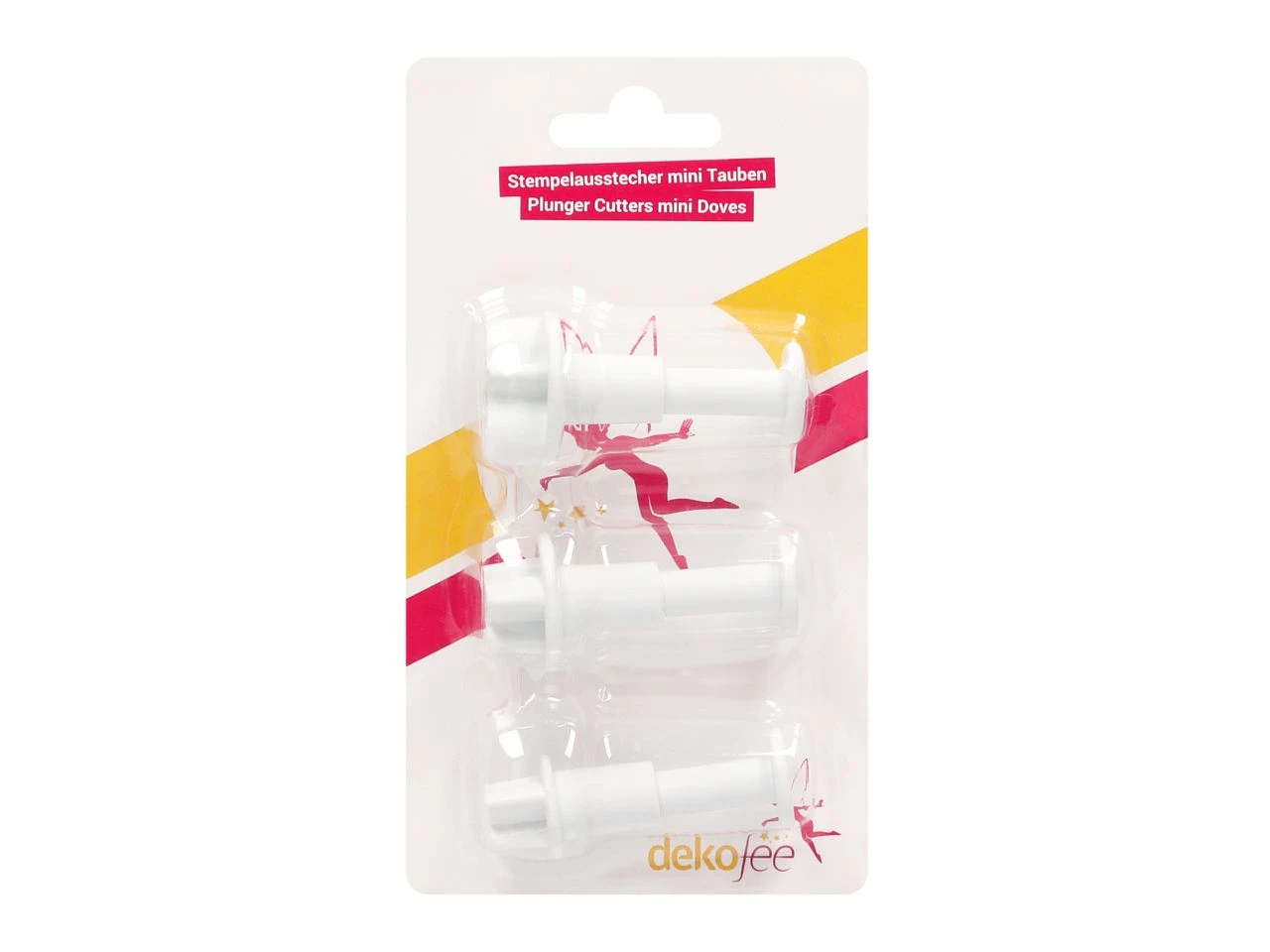 DEKOFEE Mini-Ausstecher-Set Mit Stempel: Tauben, Kunststoff, Weiß, 3er-Set 4 DEKOFEE Mini-Ausstecher-Set Mit Stempel: Tauben, Kunststoff, Weiß, 3er-Set – Bild 2