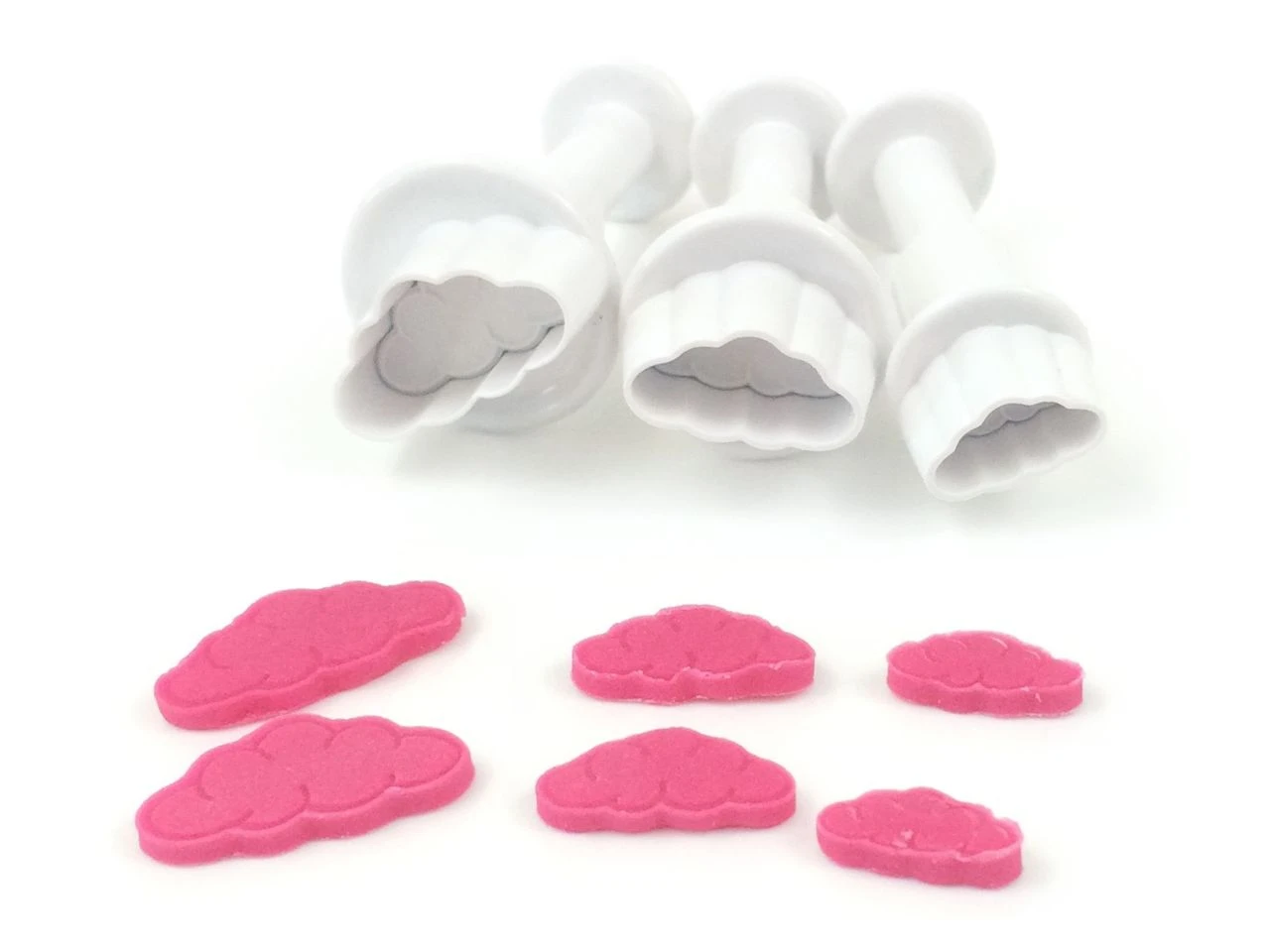 DEKOFEE Mini-Ausstecher-Set Mit Stempel: Wolken, Kunststoff, Weiß, 3er-Set 3 DEKOFEE Mini-Ausstecher-Set Mit Stempel: Wolken, Kunststoff, Weiß, 3er-Set