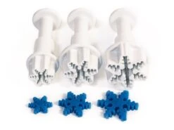 DEKOFEE Mini-Ausstecher-Set Mit Stempel: Schneeflocken, Kunststoff, Weiß, 3er-Set