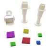 DEKOFEE Mini-Ausstecher-Set Mit Stempel: Quadrate, Kunststoff, Weiß, 3er-Set -Lebensmittelgeschäft bdf05460