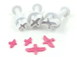 DEKOFEE Mini-Ausstecher-Set Mit Stempel: Tauben, Kunststoff, Weiß, 3er-Set