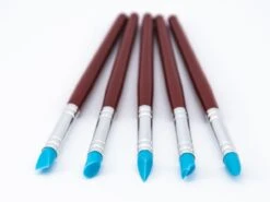 Dekofee: Modellierpinsel-Set, Braun/Blau, Silikon, 5-teilig á 16 Cm