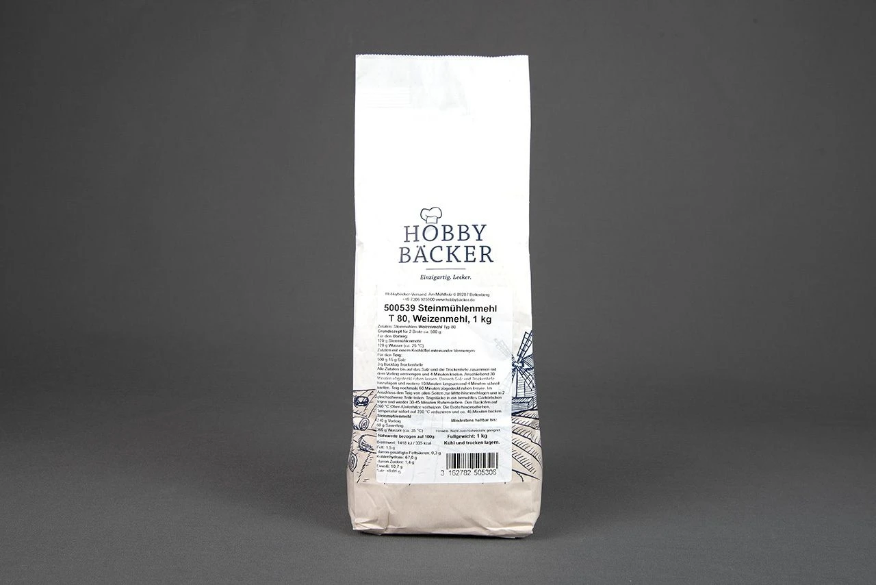 Steinmühlenmehl T80, Weizenmehl, 1kg 4 Steinmühlenmehl T80, Weizenmehl, 1kg – Bild 2