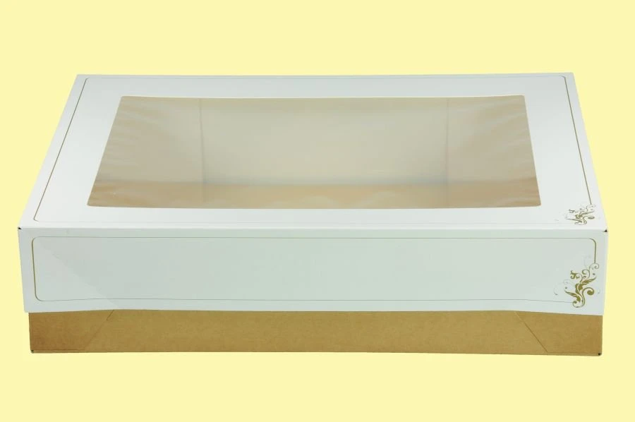 Fensterkarton Weiß Dekor Goldfarben, 49 X 36 X 12 Cm, 3-tlg. 3 Fensterkarton Weiß Dekor Goldfarben, 49 X 36 X 12 Cm, 3-tlg.